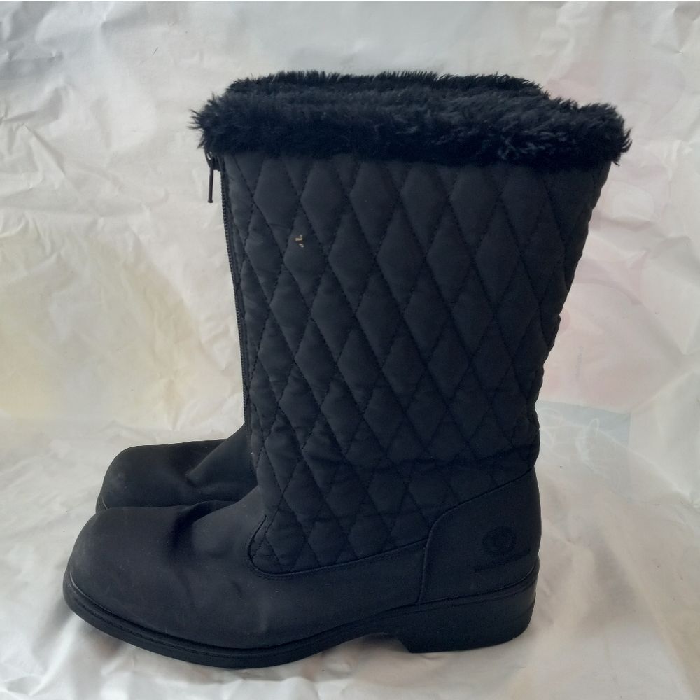 Weatherproof Women's Quilted Black Boots Faux Fur Size 9M